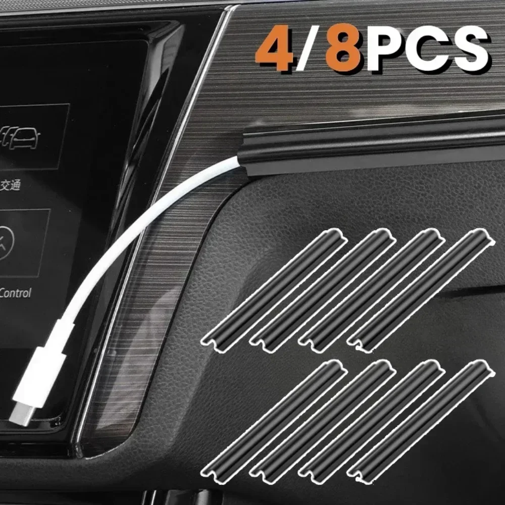 Car Cable Organizer - 4/8 個車のインテリアケーブルラインスリーブプロテクターユニバーサル隠しワイヤーカバークリップデータケーブルオーガナイザークランプアクセサリー