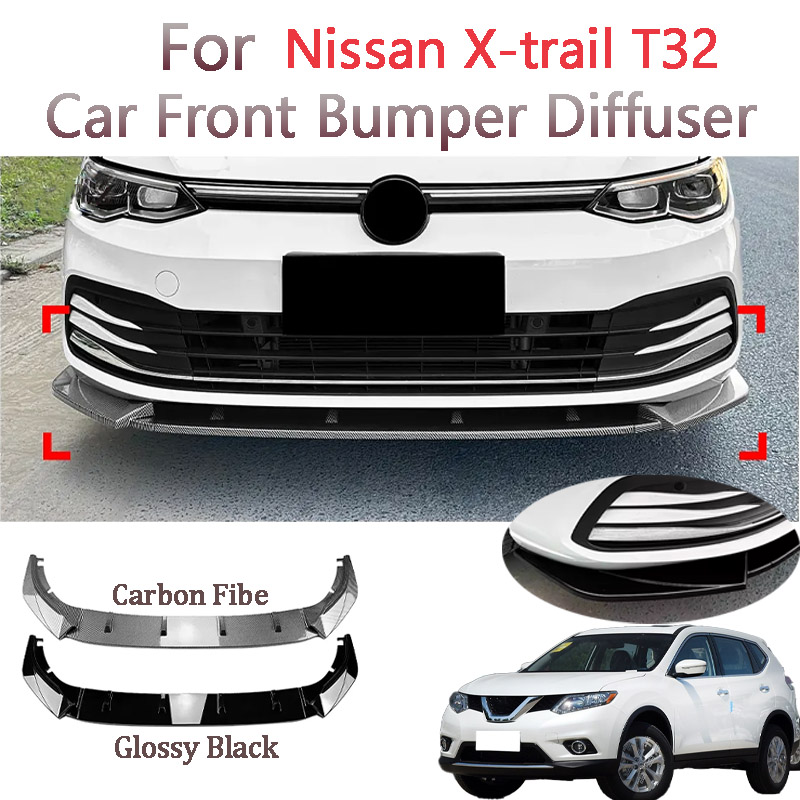 Car Accessories Nissan Xtrail - 車のフロントバンパー,光沢のある黒,リップチンスポイラー,日産エクストレイルt32 2013-2020用スプリッターボディキット,カーアクセサリー,1セット,新品