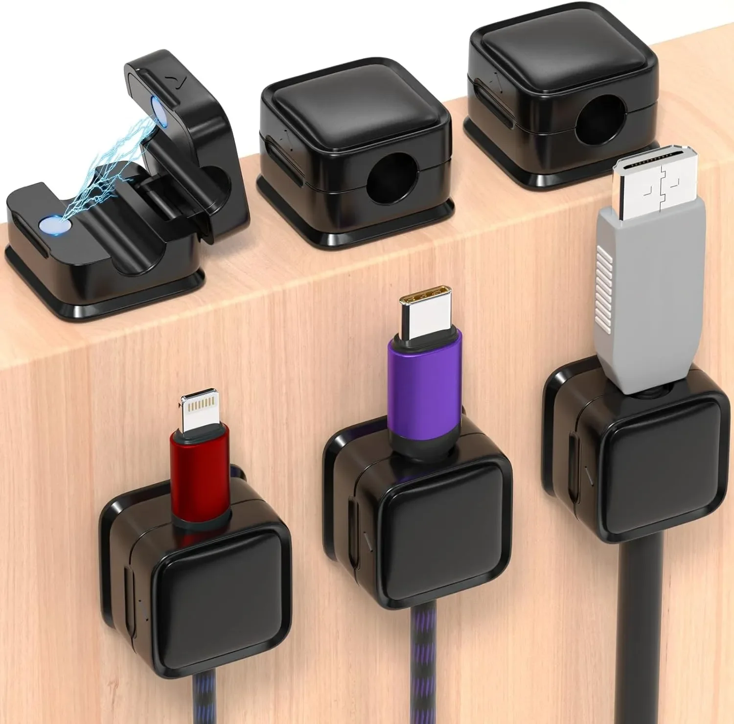 Car Cable Organizer - 小型ケーブル整理ホルダー。磁石付きで、滑らかな調整が可能。デスク下でのケーブル管理に最適。ワイヤー固定クリップとしても使用可能。