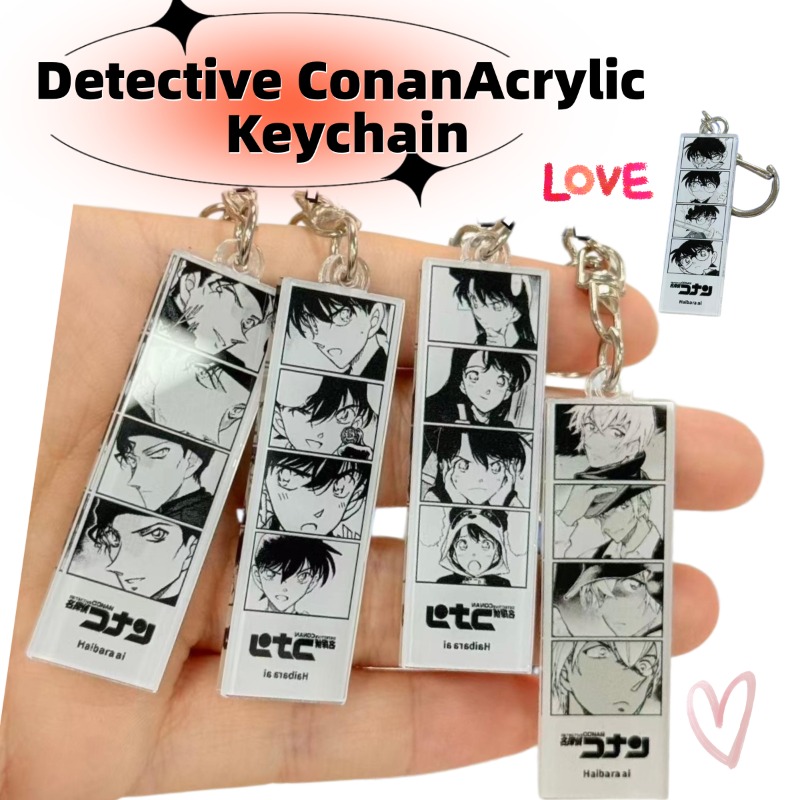 Car Accessories Workshop - 名探偵コナン オリジナルアート 四格子アクリルキーホルダー、キュートな漫画怪盗キッドアニメペンダント、高価値の車＆バッグチャーム