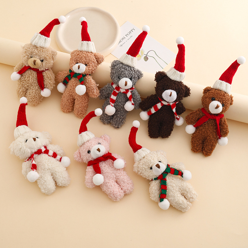Car Accessories Xmas Gifts - かわいいクリスマスをテーマにしたクマのキーホルダーぬいぐるみペンダント漫画クマのぬいぐるみ車のキーホルダーバッグ装飾アクセサリー誕生日クリスマスパーティーギフト