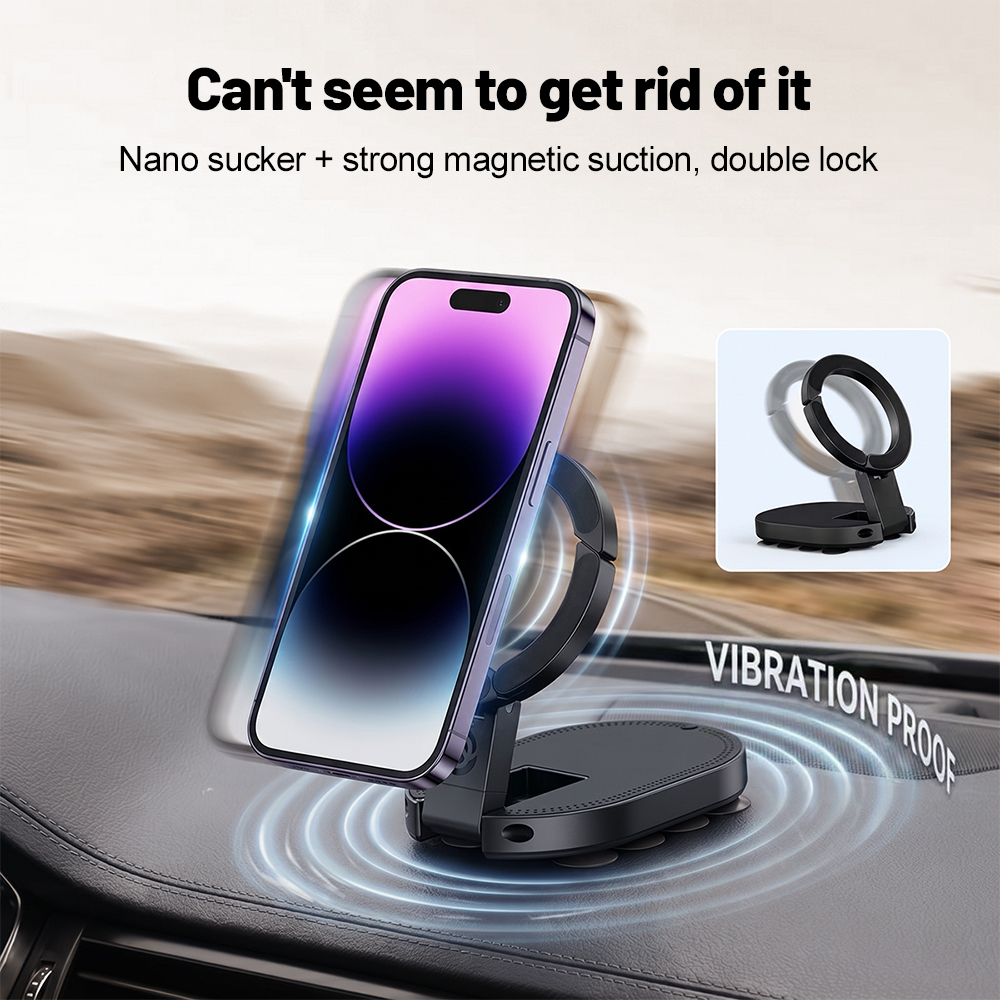 360 °   回転式3-in-1吸盤式マグネット携帯ホルダ - Car Cable Organizer のレビューと価格