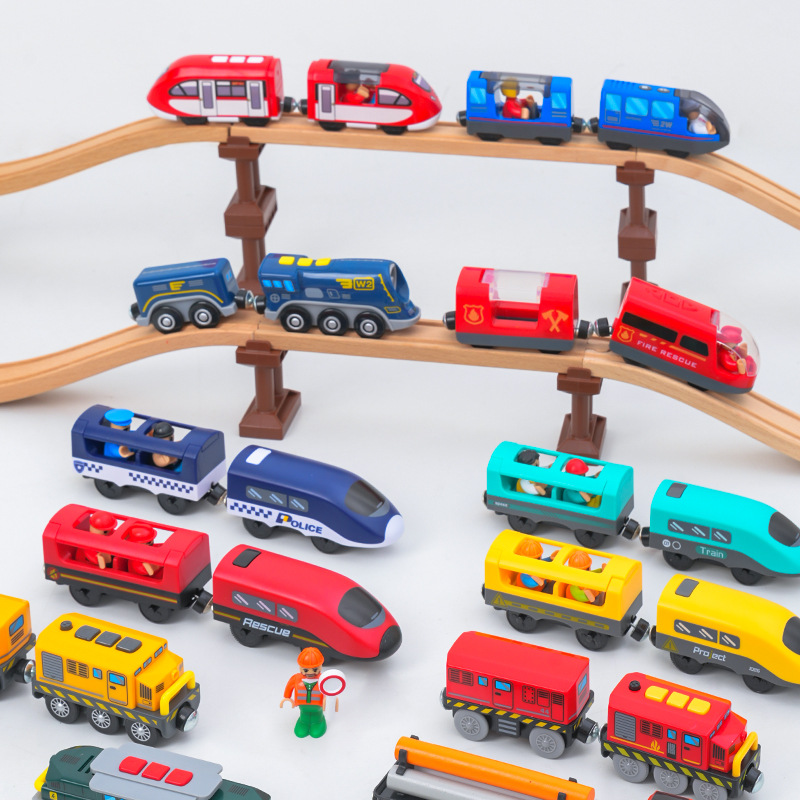 木製鉄道列車機関車磁気列車おもちゃ電気自動車木製鉄道アクセサ - Car Accessories Xmas Gifts のレビューと価格