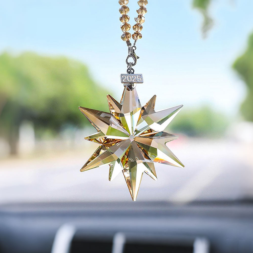 クリスマスツリーペンダント装飾カラフルな透明クリスタル雪の結 - Car Accessories Xmas Gifts のレビューと価格