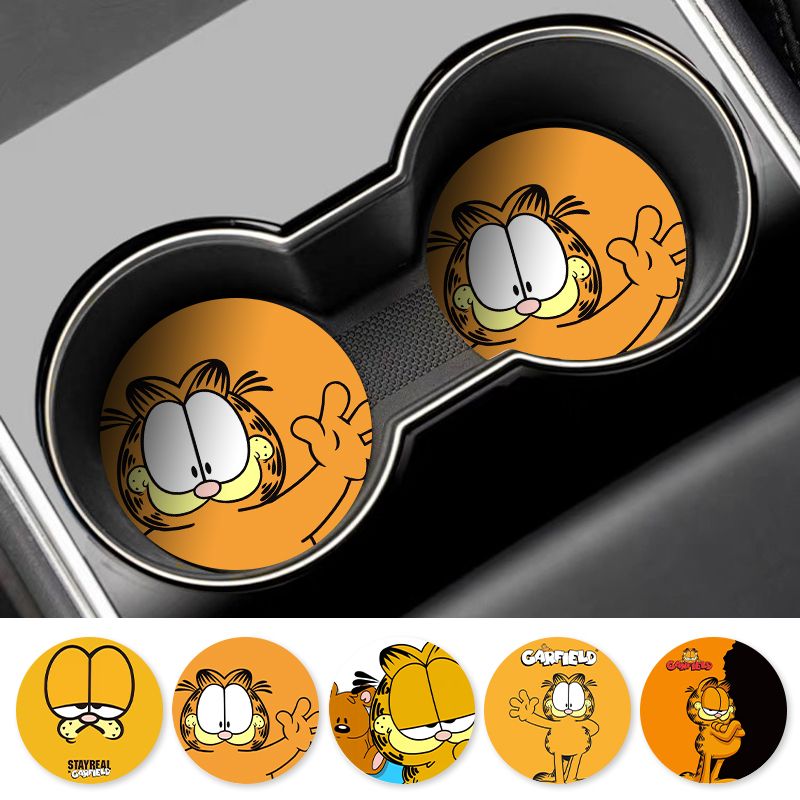 漫画ガーフィールド車用カップコースターユニバーサル滑り止めオ - Car Accessories Workshop のレビューと価格