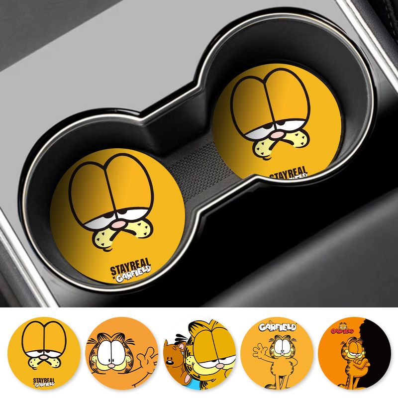 漫画ガーフィールド車用カップコースターユニバーサル滑り止めオ - Car Accessories Workshop のレビューと価格