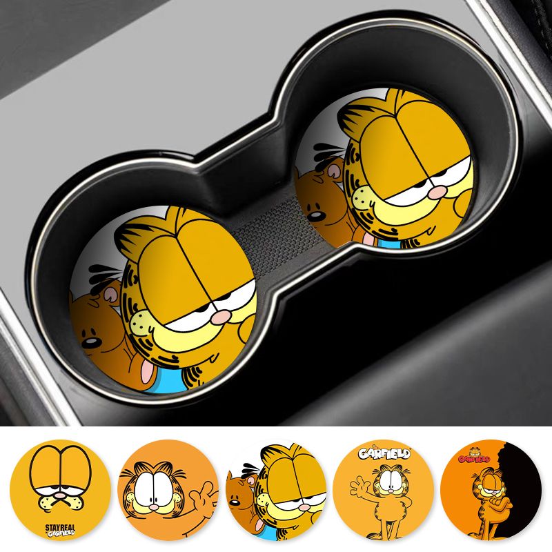 漫画ガーフィールド車用カップコースターユニバーサル滑り止めオ - Car Accessories Workshop のレビューと価格