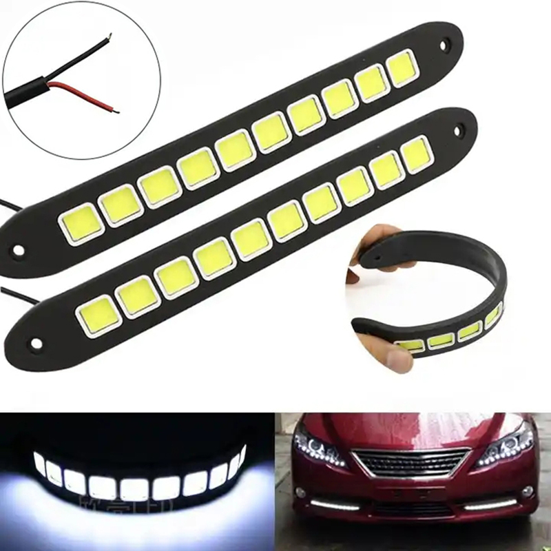1/2 個 DRL COB 車 LED デイタイムランニング - Car Accessories For Road Trip のレビューと価格