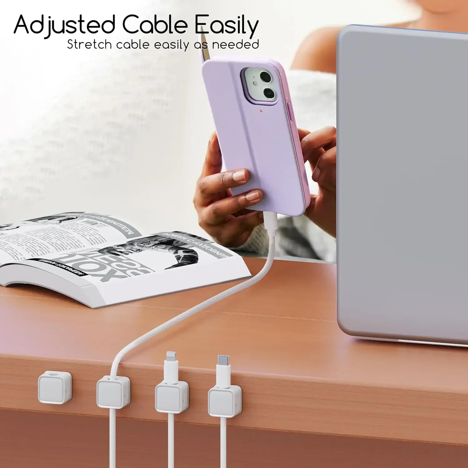 小型ケーブル整理ホルダー。磁石付きで、滑らかな調整が可能。デ - Car Cable Organizer のレビューと価格