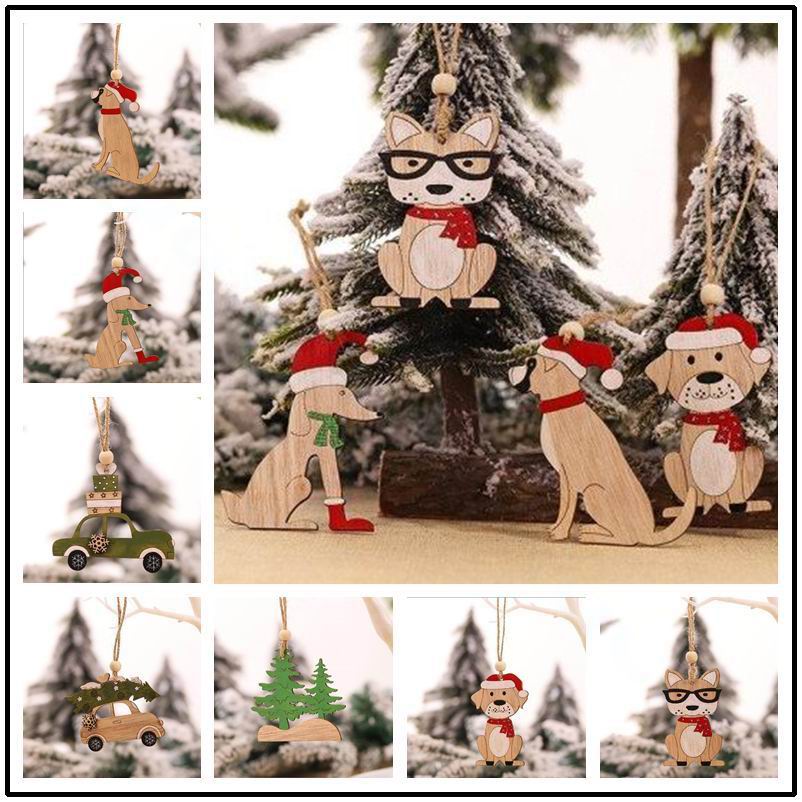 8 個のクリスマスペンダント木製吊り下げ飾り車犬用ホームデコ - Car Accessories Xmas Gifts のレビューと価格